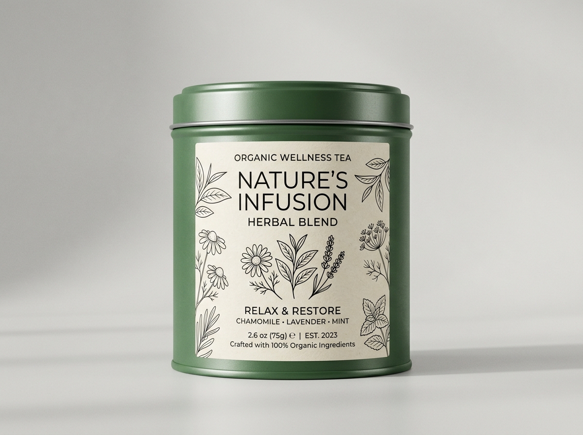 Organic Wellness Tea Tin Mockup